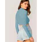 Women's Stylish Sky Blue Crop Top