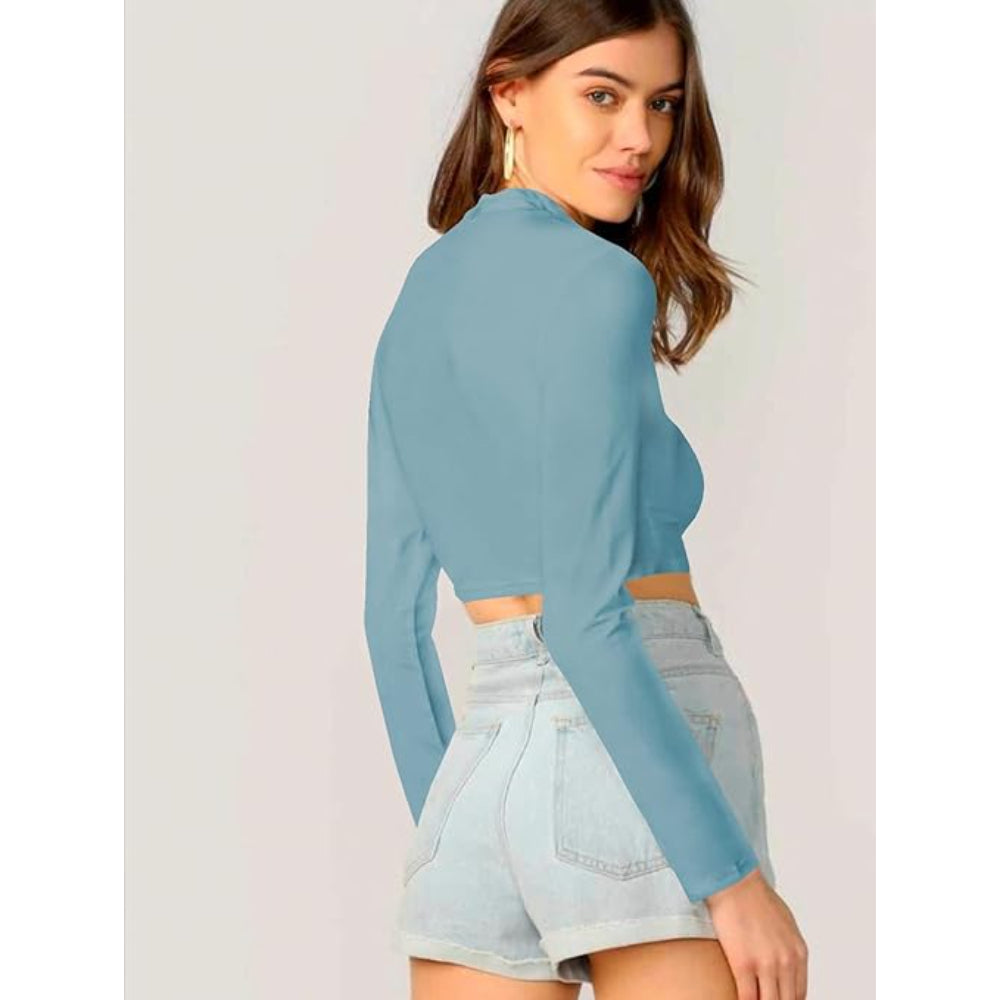 Women's Stylish Sky Blue Crop Top