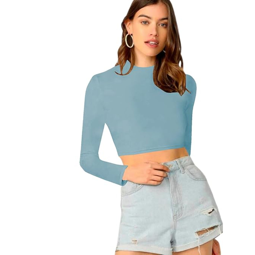 Women's Stylish Sky Blue Crop Top