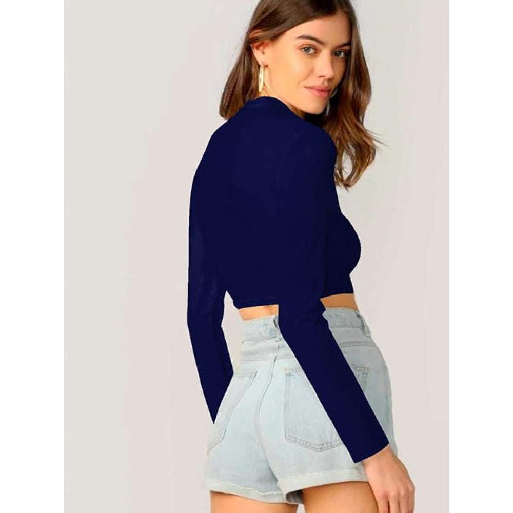 Women's Stylish Navy Blue Crop Top