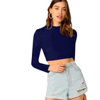 Women's Stylish Navy Blue Crop Top