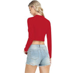 Women High Neck Red Crop Top
