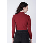 Women High Neck Maroon Crop Top