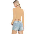 Women High Neck Skinny Crop Top