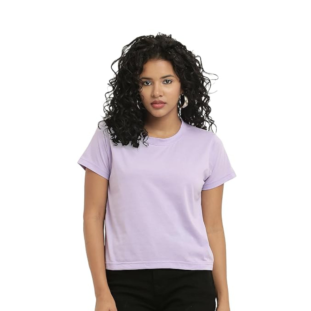 Women Stylish Plain Lavender Crop Top