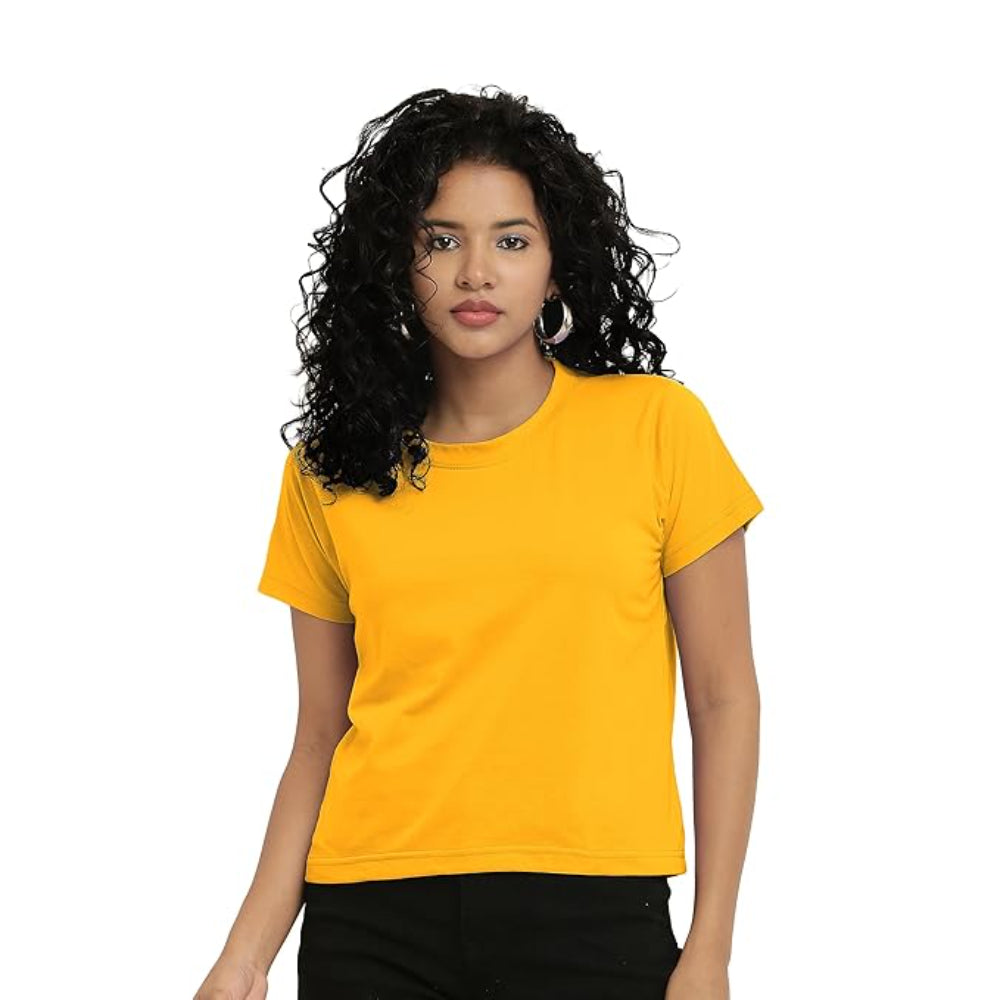 Women Stylish Plain Mustard Crop Top