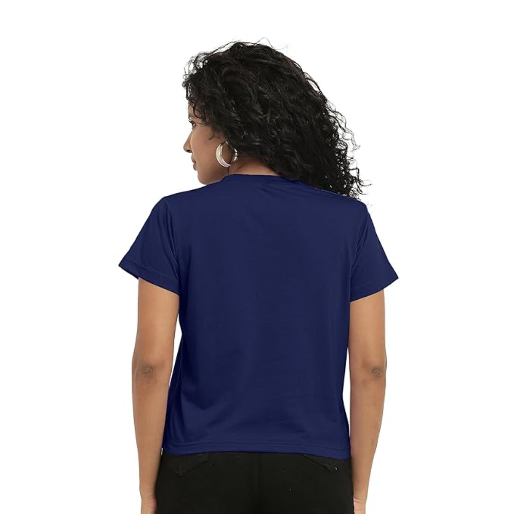 Women Stylish Plain Navy Blue Crop Top