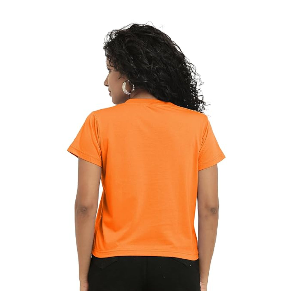 Women Stylish Plain Orange Crop Top