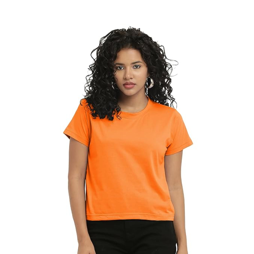 Women Stylish Plain Orange Crop Top