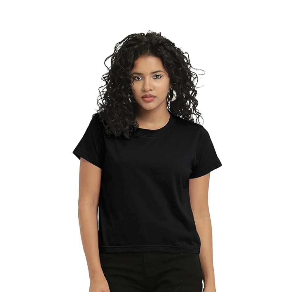 Women Stylish Plain Black Crop Top