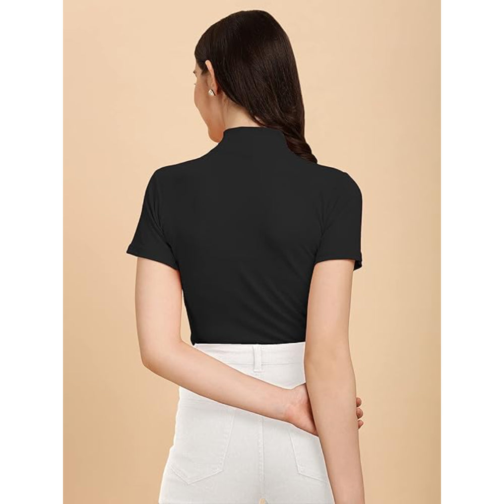 Women's Casual Solid Black Top