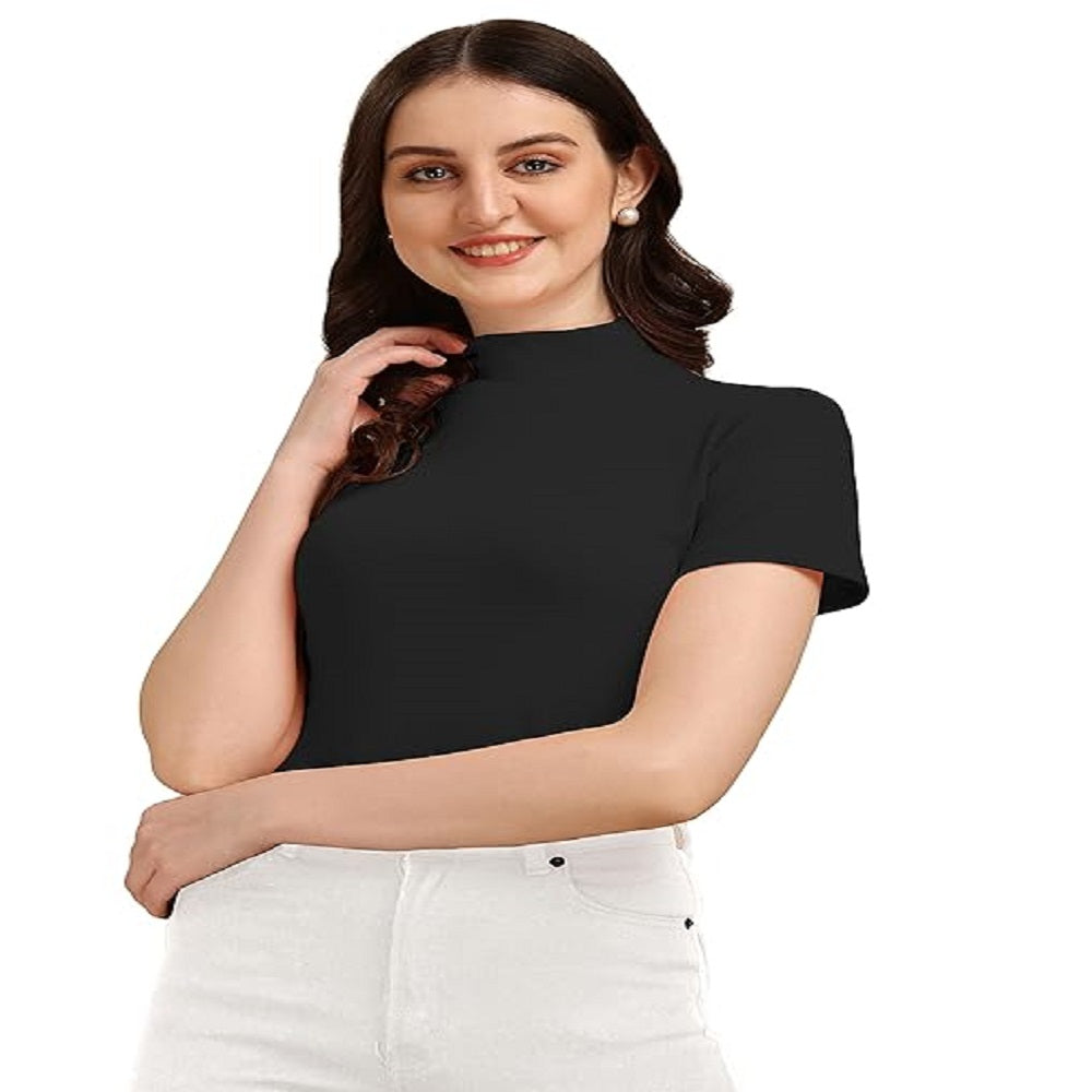 Women's Casual Solid Black Top