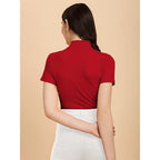 Women's Casual Solid Maroon Top