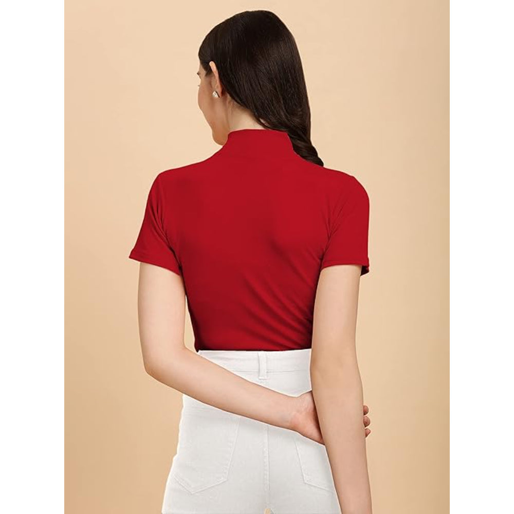 Women's Casual Solid Maroon Top