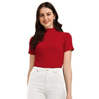Women's Casual Solid Maroon Top