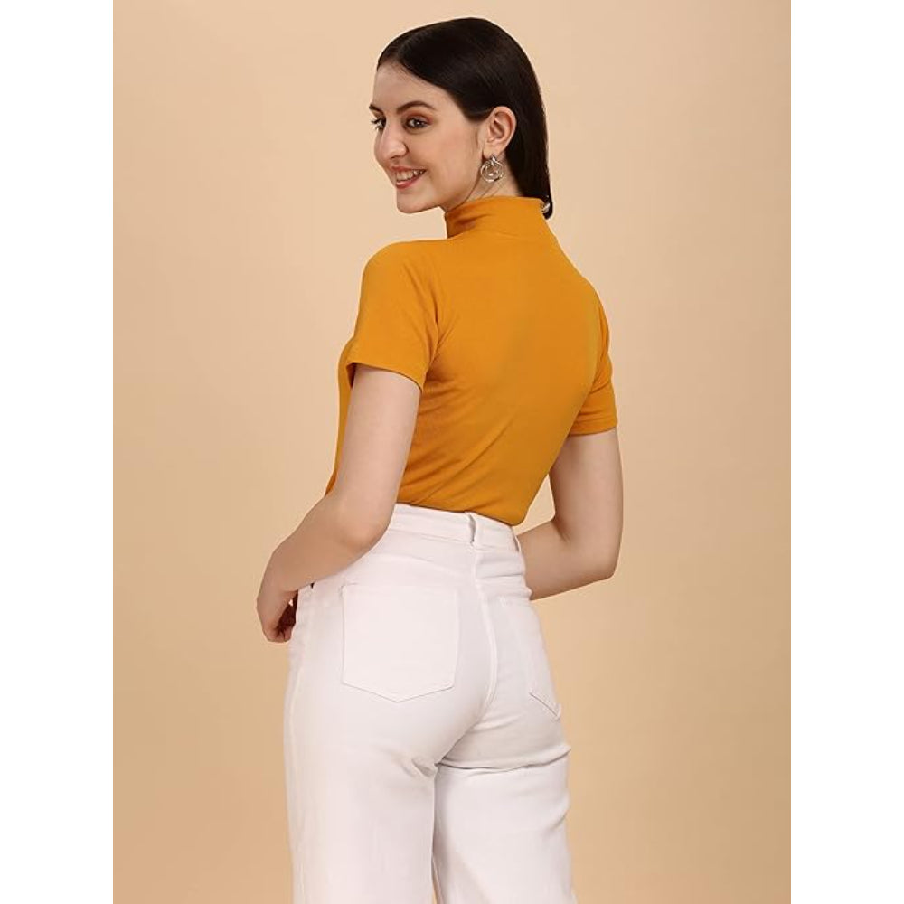 Women's Casual Solid Mustard Top