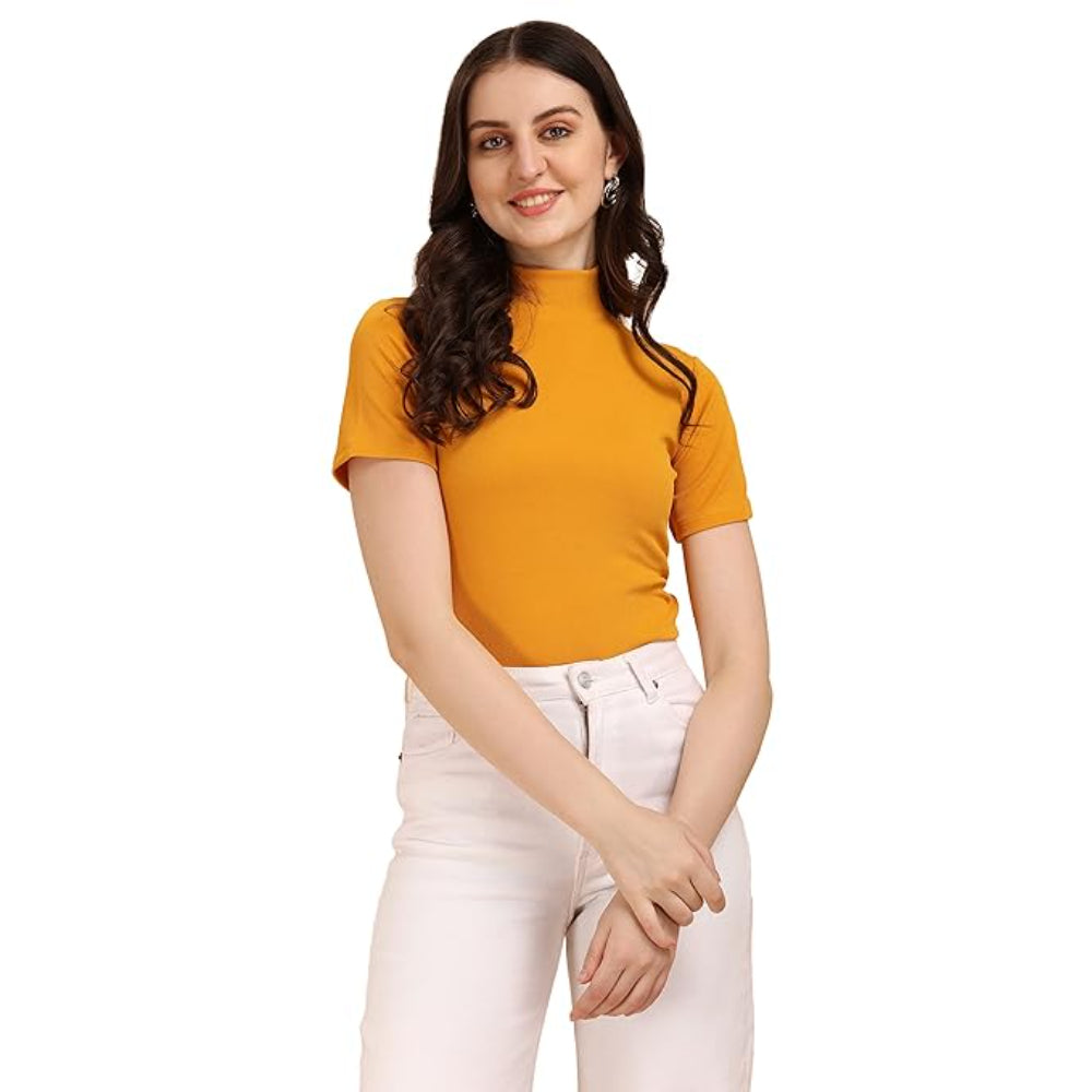 Women's Casual Solid Mustard Top