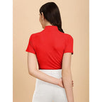 Women's Casual Solid Red Top