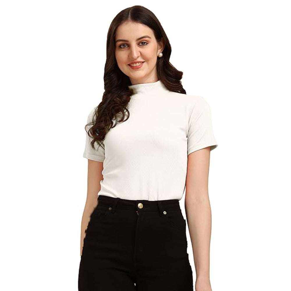 Women's Casual Solid White Top