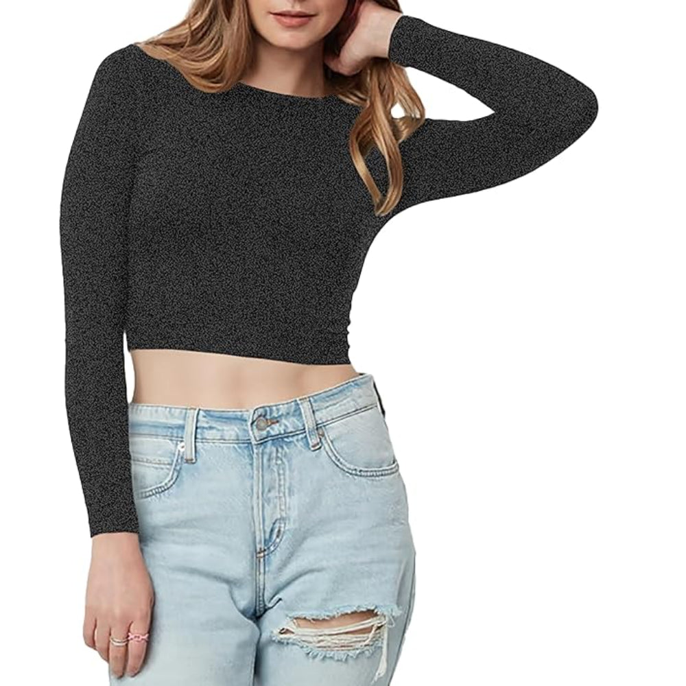 Women Cotton Boat Neck Dark Grey Top