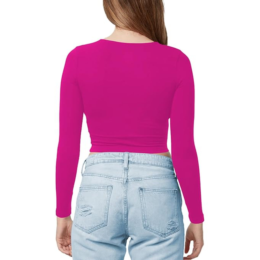 Women Cotton Boat Neck Dark Pink Top