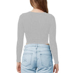 Women Cotton Boat Neck Grey Top
