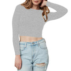 Women Cotton Boat Neck Grey Top