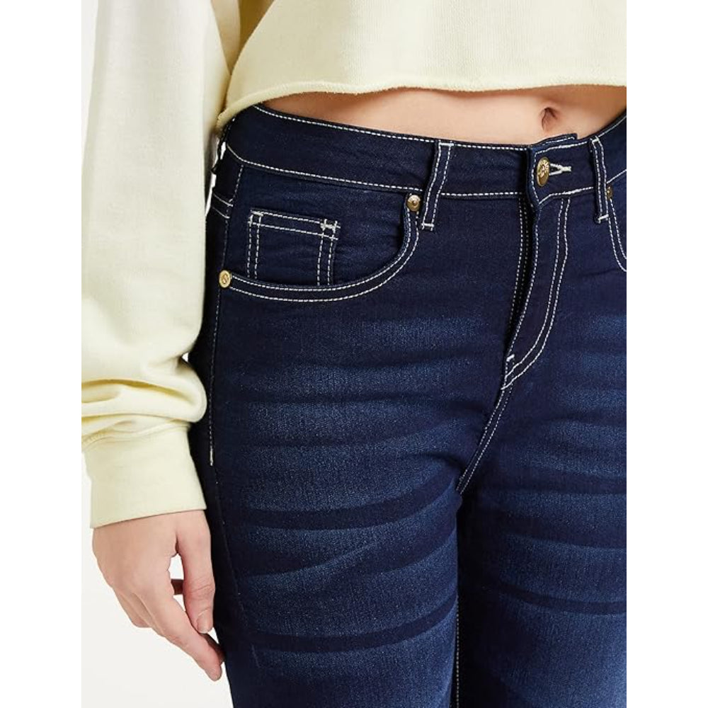 Women Ankle Length Raw navy Jeans