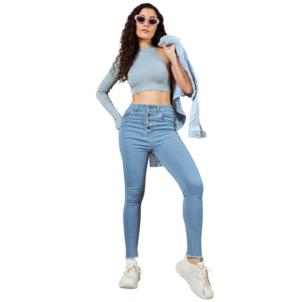 Women Skinny Regular Blue Jeans
