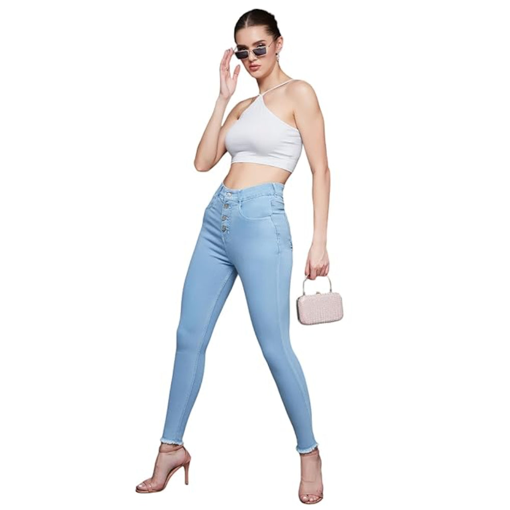 Women Skinny Regular Ice Blue Jeans