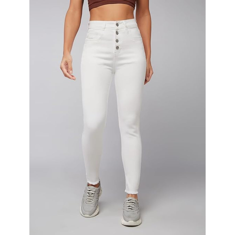 Women Skinny Regular Powder White Jeans