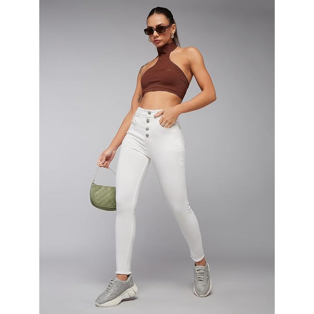 Women Skinny Regular Powder White Jeans