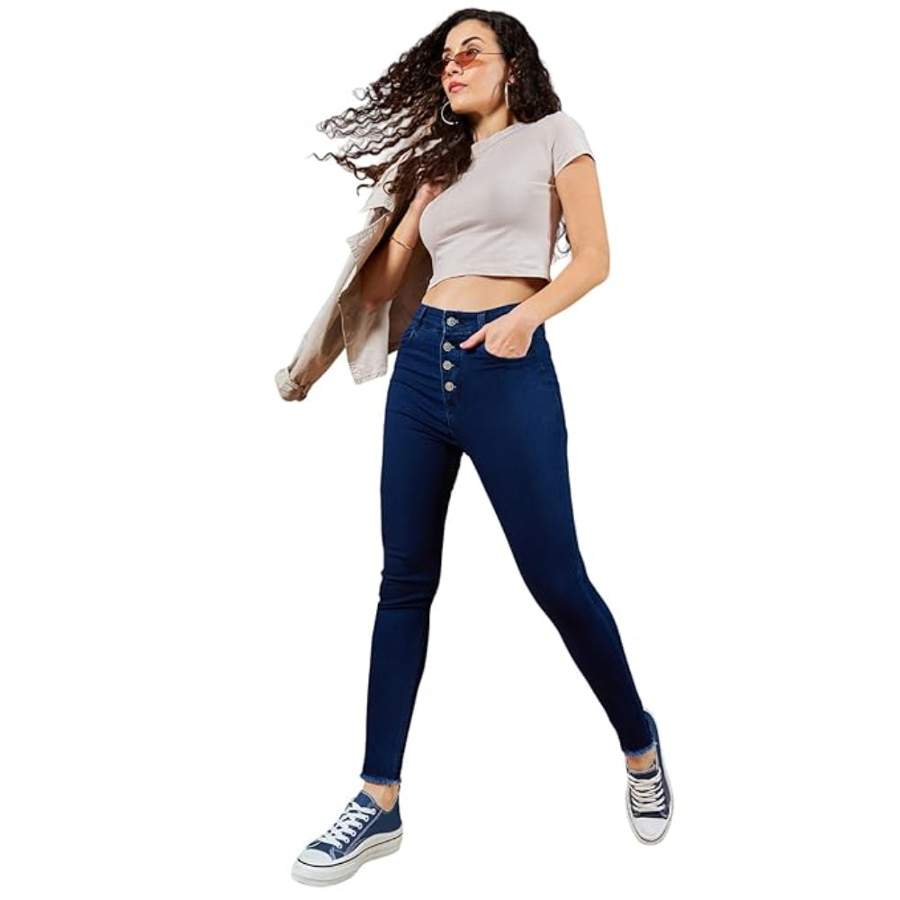 Women Skinny Regular Space Blue Jeans