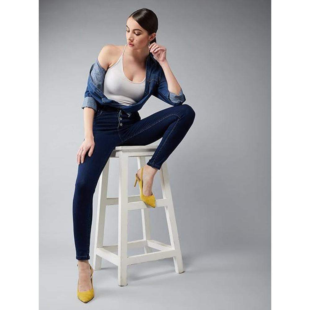 Women Skinny Regular Navy Blue Jeans