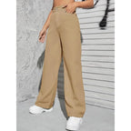 Womens High Rise Wide Beige Jeans