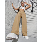 Womens High Rise Wide Beige Jeans