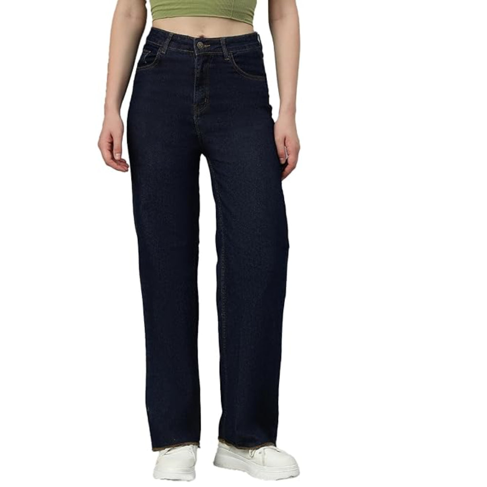Womens High Rise Wide Black Jeans