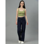 Womens High Rise Wide Black Jeans