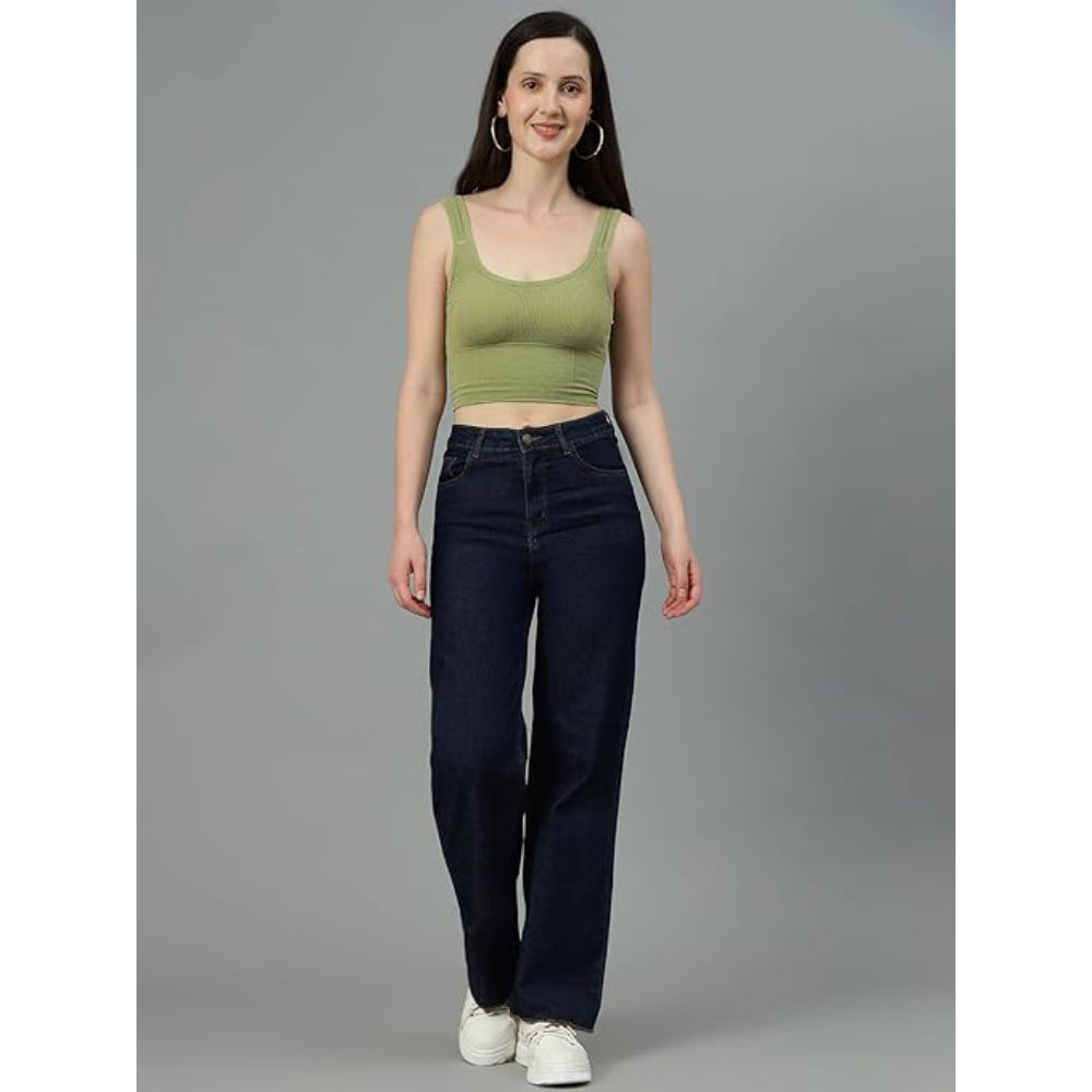 Womens High Rise Wide Black Jeans