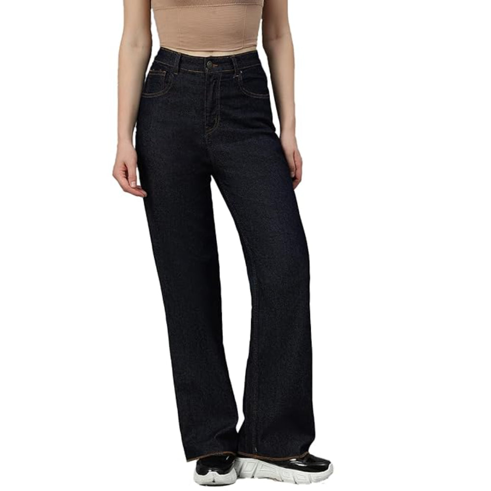 Womens High Rise Wide Dark Blue Jeans