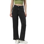 Womens High Rise Wide Jade Black Jeans