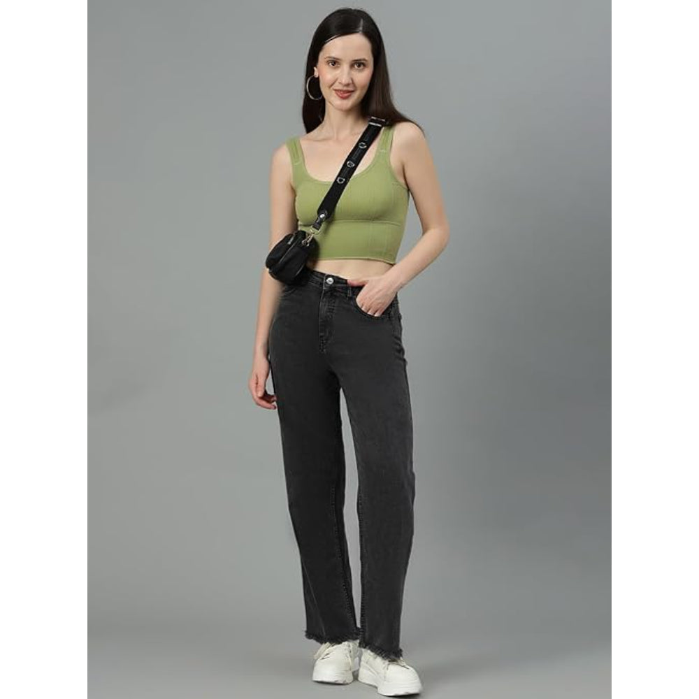 Womens High Rise Wide Jade Black Jeans