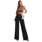 Womens High Rise Wide Dark Black Jeans