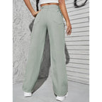 Womens High Rise Wide Light Moss Green Jeans