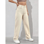 Womens High Rise Wide Off White Jeans