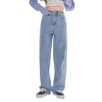 Womens High Rise Wide Blue Jeans