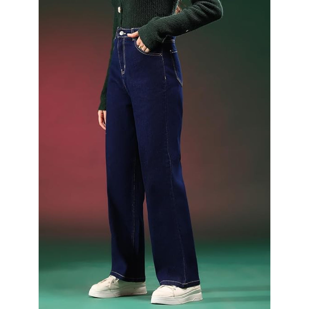 Women High Waisted Navy Blue Jeans