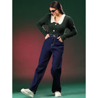Women High Waisted Navy Blue Jeans