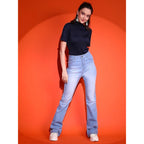 Women High Waisted Beau Blue Jeans