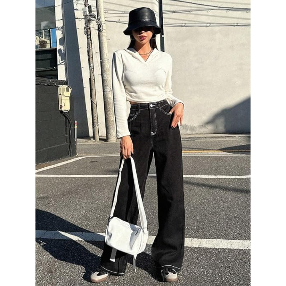 Women High Waisted Onyx Black Jeans